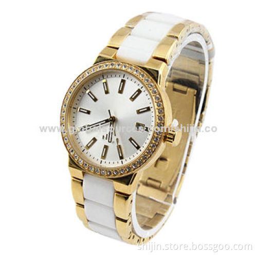 Newest Arrival Fashionable Watch with Alloy Case, White with Golden, Popular and Vogue, OEM